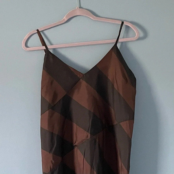 New! Cynthia Rowley Olivia striped slip midi Dress black brown nwt 18421 - Picture 4 of 11